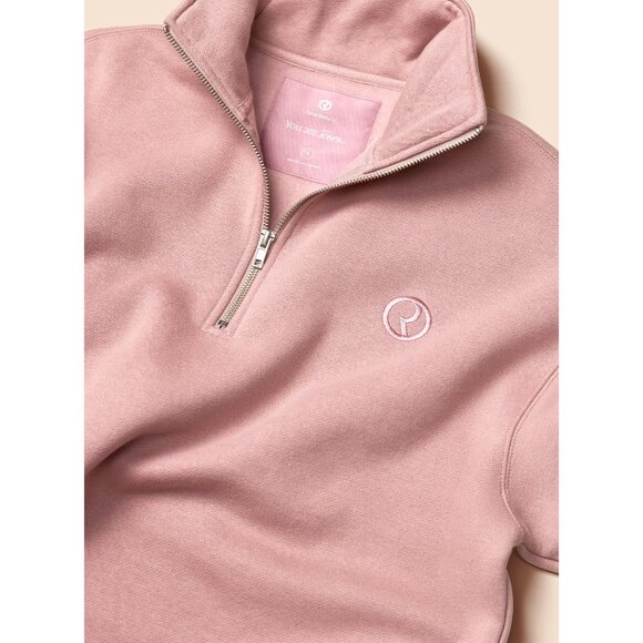 Rare Beauty Everyday Quarter Zip Sweatshirt Pullover Fleece Cozy XL Dusty Rose - Picture 2 of 16